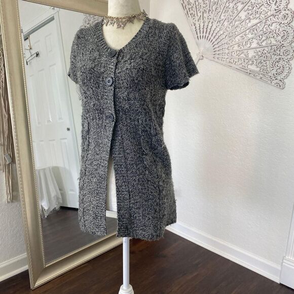 Faded Glory Early 2000's Gray Grey Knitted Button Down Babydoll Knit Cardigan S - Picture 4 of 8